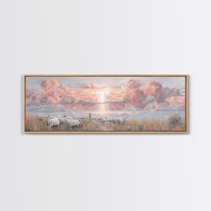 Stormlit Journey, Framed Canvas Print, Christian Wall Art, Panoramic Frame, Christian Art Canvas, Jesus Painting, Christian Christmas Decor
