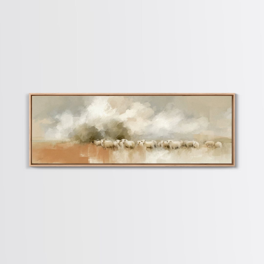 Gentle Shepherd – Framed Canvas Print – Christian Art Canvas – Panoramic Art – Christian Wall Art – Christmas Art – Jesus Painting