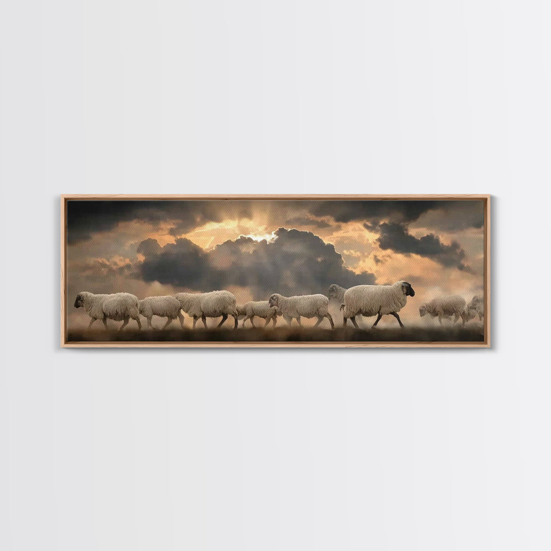 Fields Of Peace | Framed Canvas Print | Christian Wall Art | Panoramic Painting | Christian Art Canvas | Christian Christmas Art | Jesus Pa