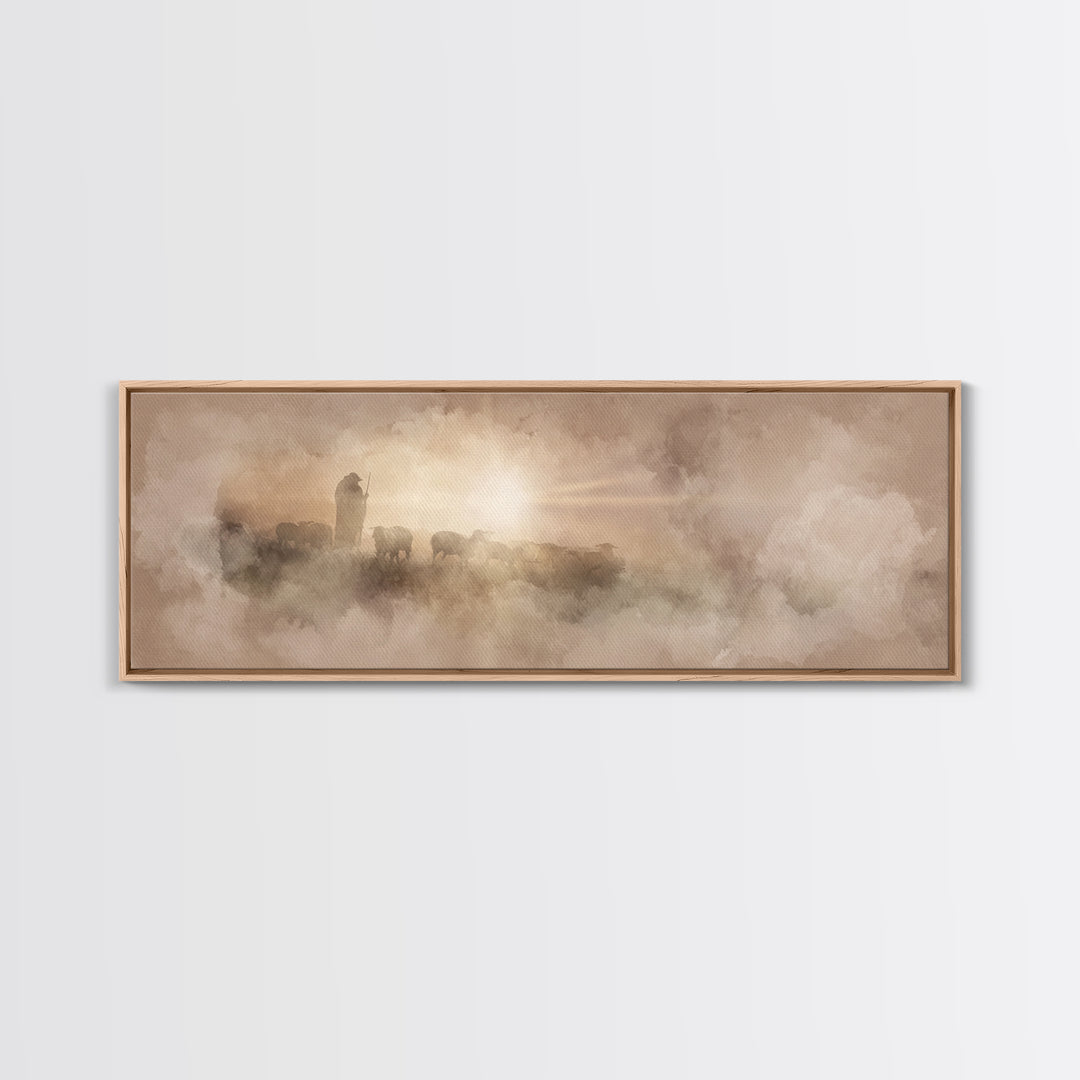 Radiant Horizon, Framed Canvas Print, Christian Art Canvas, Panoramic Wall Art, Christian Wall Art, Christmas Art, Modern Christian Art