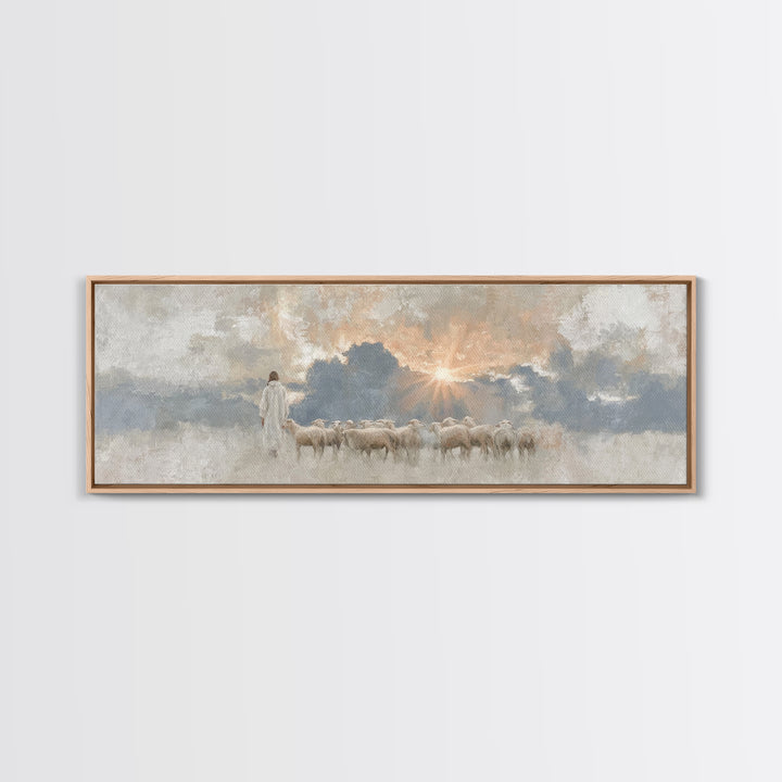 Light Of Mercy | Framed Canvas Print | Panoramic Art | Jesus Painting | Christian Wall Art | Christian Art Canvas | Christian Christmas Art