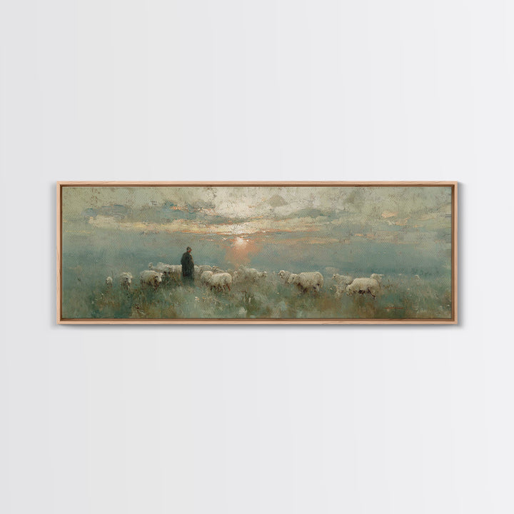 Horizon Of Peace, Framed Canvas Print, Panoramic Print, Christian Wall Art, Christian Art Canvas, Jesus Painting, Christmas Art