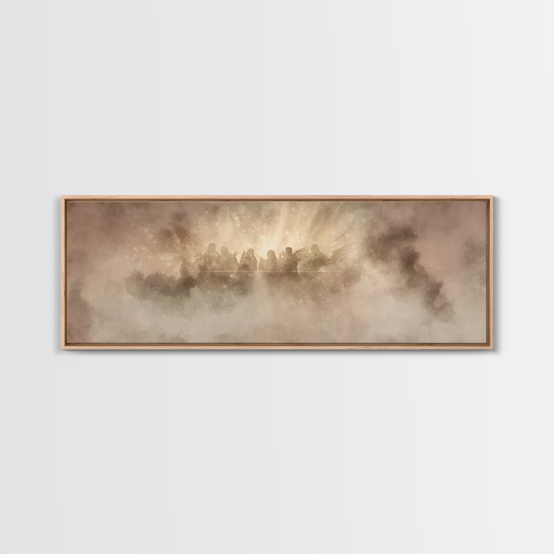 Celestial Chorus, Framed Canvas Print, Christian Art Canvas, Panoramic Wall Art, Christmas Art, Christian Art Gift, Modern Christian Art