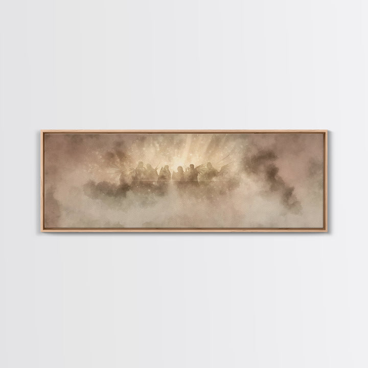 Celestial Chorus, Framed Canvas Print, Christian Art Canvas, Panoramic Wall Art, Christmas Art, Christian Art Gift, Modern Christian Art