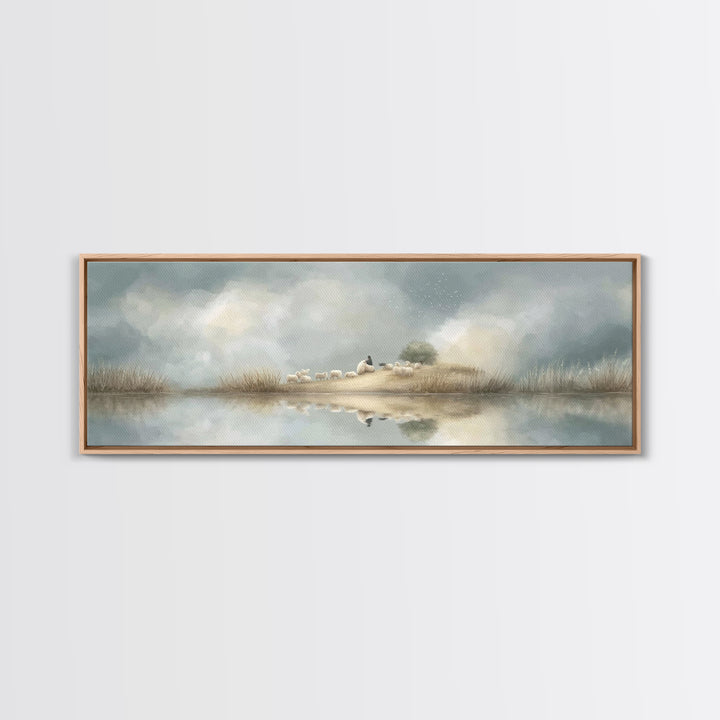 Hillside Morning Peace | Framed Canvas Print | Panoramic Painting | Christian Wall Art | Jesus Art Print | Modern Christian Art | Christmas