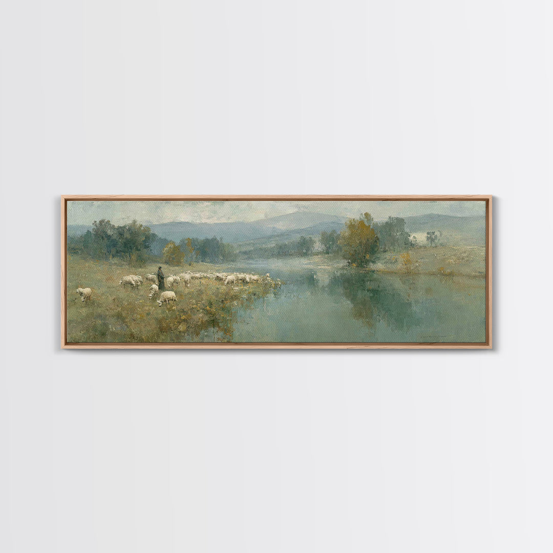 The Gentle Guide – Framed Canvas Print – Extra Wide Art – Christian Wall Art – Christian Painting – Jesus Canvas Art – Christian Christmas
