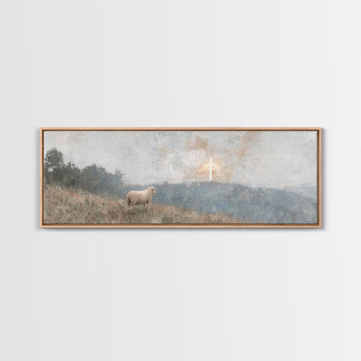 Valley Of Mercy – Framed Canvas Print – Panoramic Wall Art – Christian Art Gift – Modern Christian Art – Jesus Painting – Christmas Art Pri
