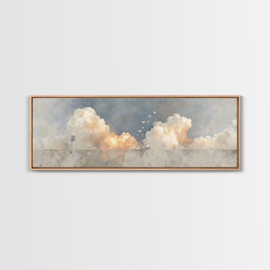 Doves Of Light | Framed Canvas Print | Christian Wall Art | Panoramic Art | Christian Art Print | Christmas Art | Minimalist Christian Art