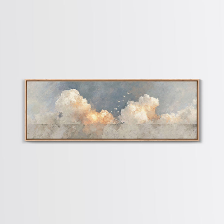 Doves Of Light | Framed Canvas Print | Christian Wall Art | Panoramic Art | Christian Art Print | Christmas Art | Minimalist Christian Art