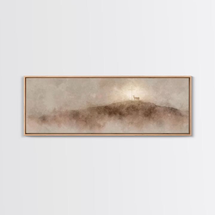 Lamb Of Dawn, Framed Canvas Print, Panoramic Wall Art, Christian Art Print, Christmas Art Work, Christian Wall Art, Modern Christian Art