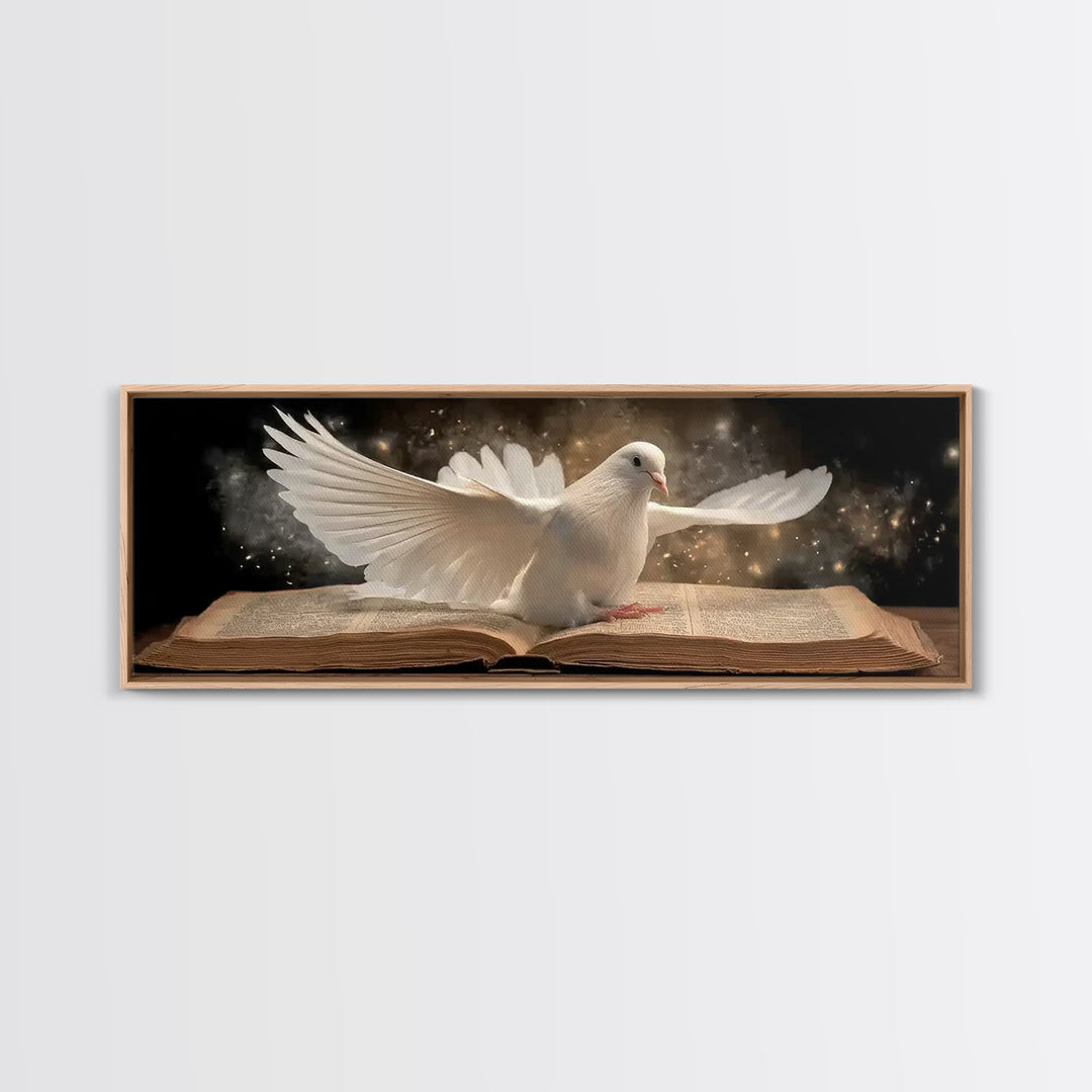 Holy Fire Light, Framed Canvas Print, Panoramic Frame, Christian Art Canvas, Moody Christian Art, Christian Christmas Decor, Christian Wall