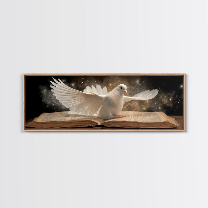 Holy Fire Light, Framed Canvas Print, Panoramic Frame, Christian Art Canvas, Moody Christian Art, Christian Christmas Decor, Christian Wall