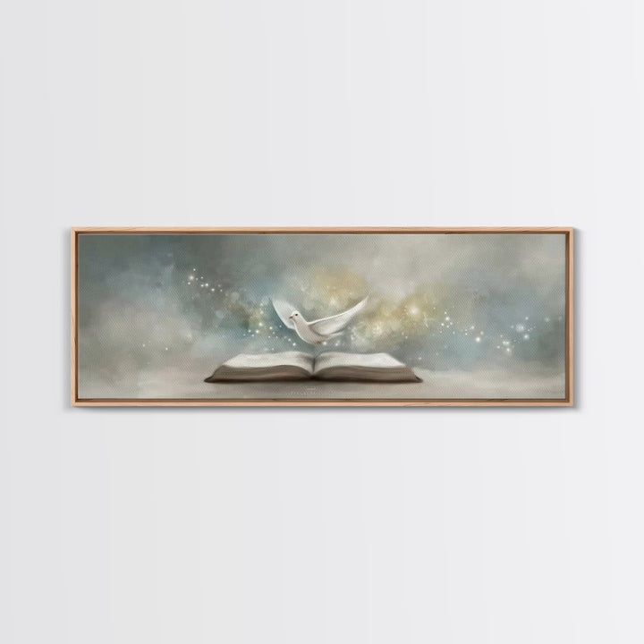 Spirit Of Scripture | Framed Canvas Print | Extra Wide Art | Christian Art Work | Christian Wall Art | Christmas Art Prints | Modern Christ