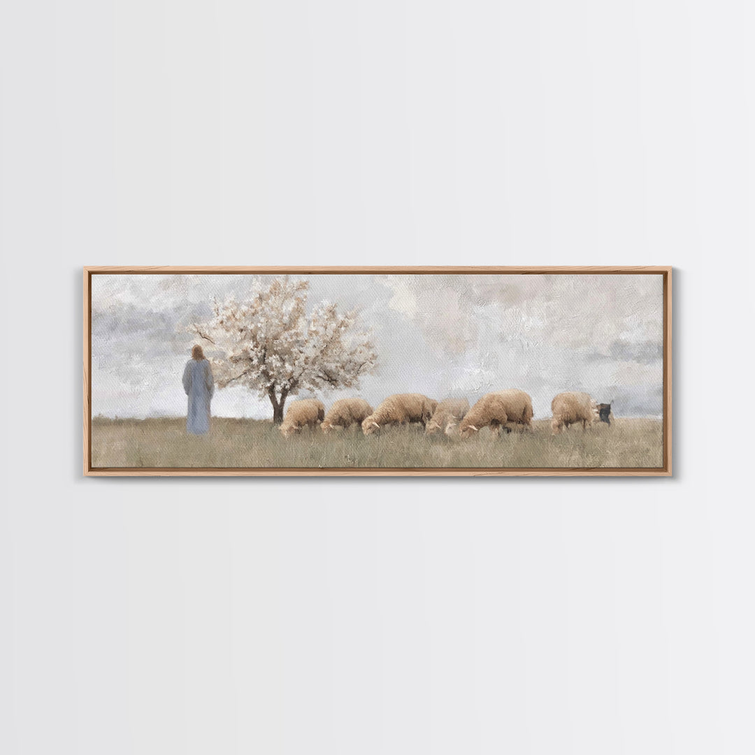 Guiding Orchard Path | Framed Canvas Print | Christian Painting | Panoramic Wall Art | Christian Art Canvas | Christmas Art | Jesus Paintin