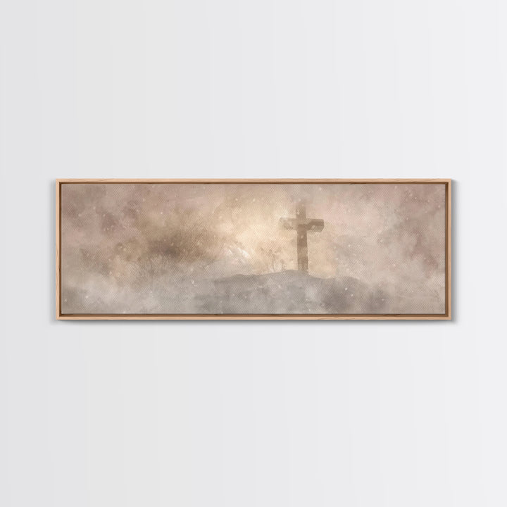 Snowfield Mercy, Framed Canvas Print, Christian Art Canvas, Panoramic Art, Christmas Art Prints, Christian Decoration, Moody Christian Art