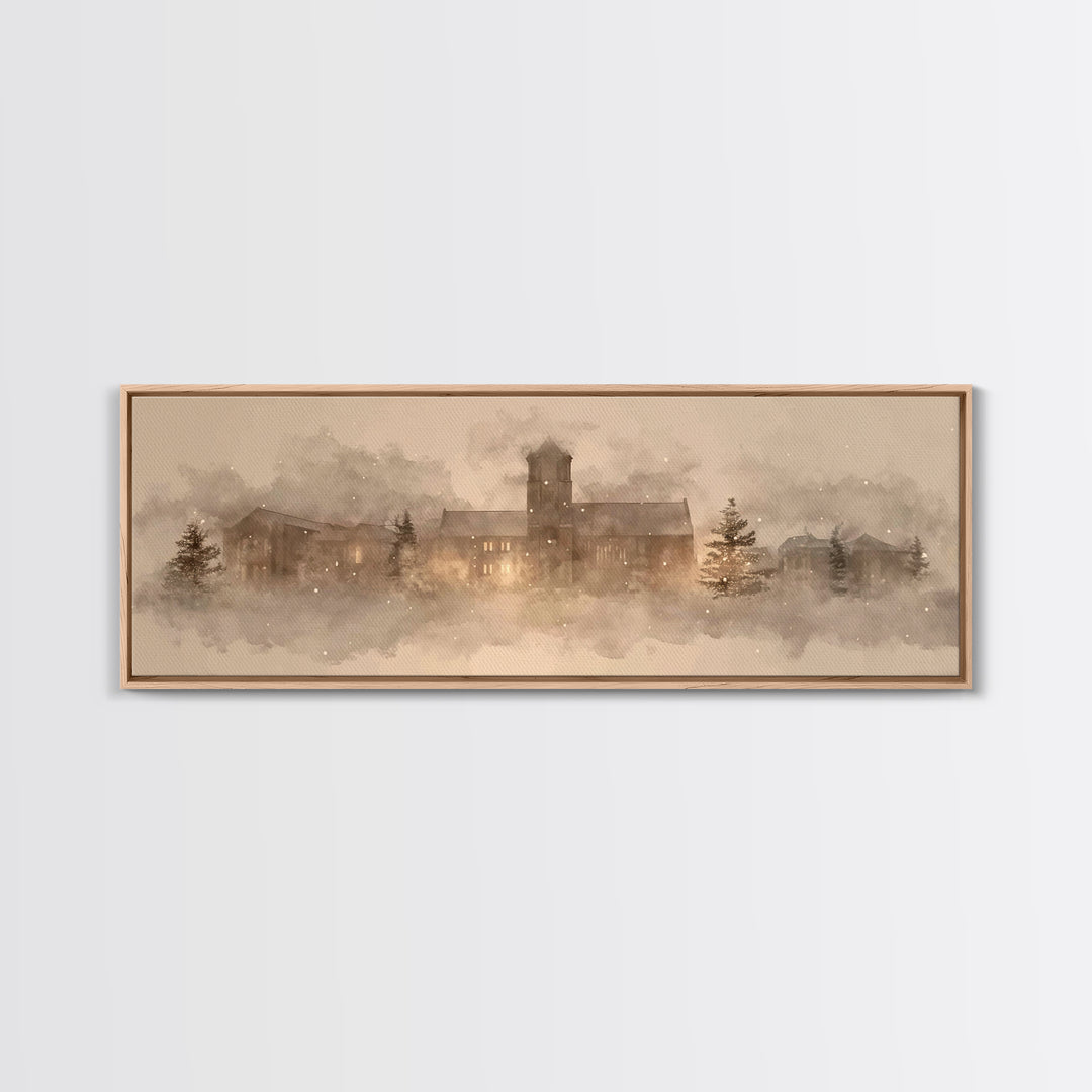 Cathedral In Quiet | Framed Canvas Print | Christian Wall Art | Extra Wide Art | Christian Art Painting | Christmas Art | Christian Home De