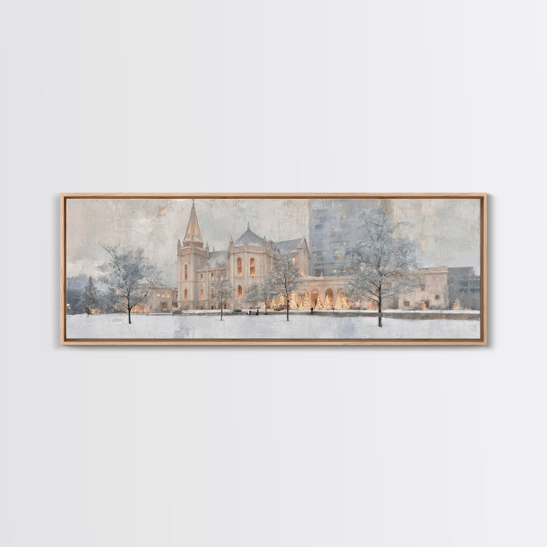 Sanctuary At Dusk - Framed Canvas Print - Christian Art Canvas - Panoramic Frame - Christmas Wall Art - Christian Decoration - Unique Chris