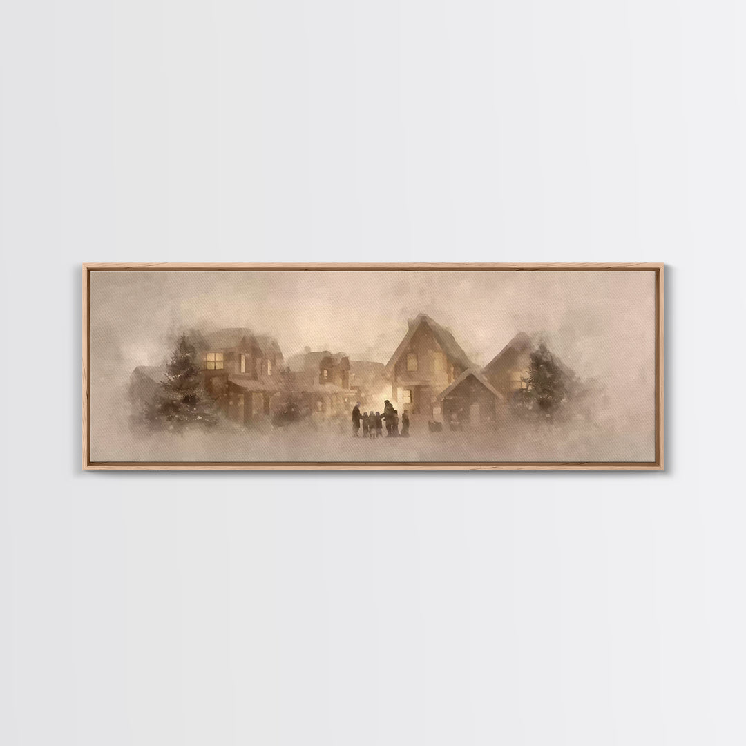 Village Of Blessings | Framed Canvas Print | Christian Art Print | Panoramic Art | Christmas Art Work | Christian Christmas Decor | Christi