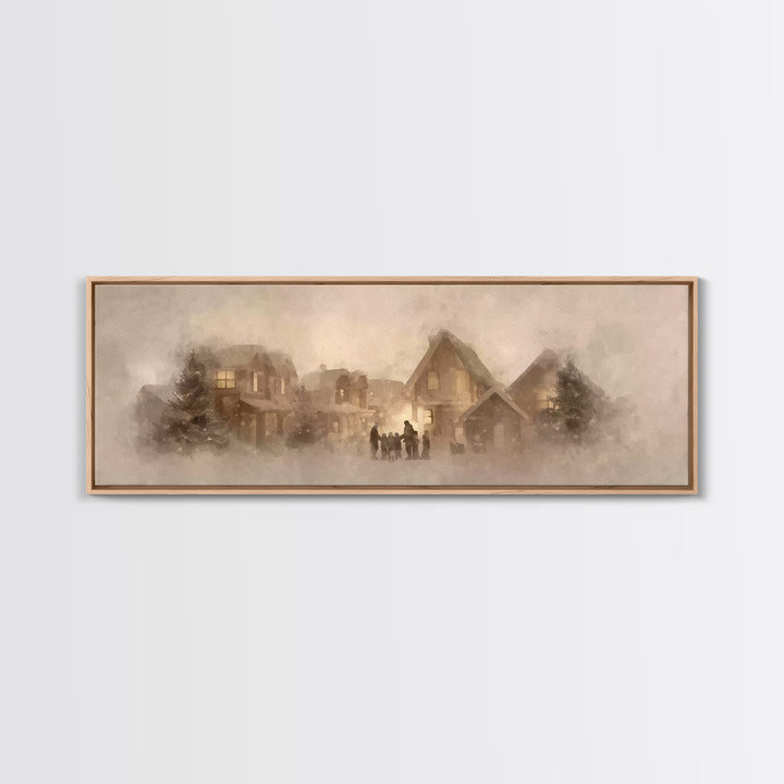 Village Of Blessings | Framed Canvas Print | Christian Art Print | Panoramic Art | Christmas Art Work | Christian Christmas Decor | Christi