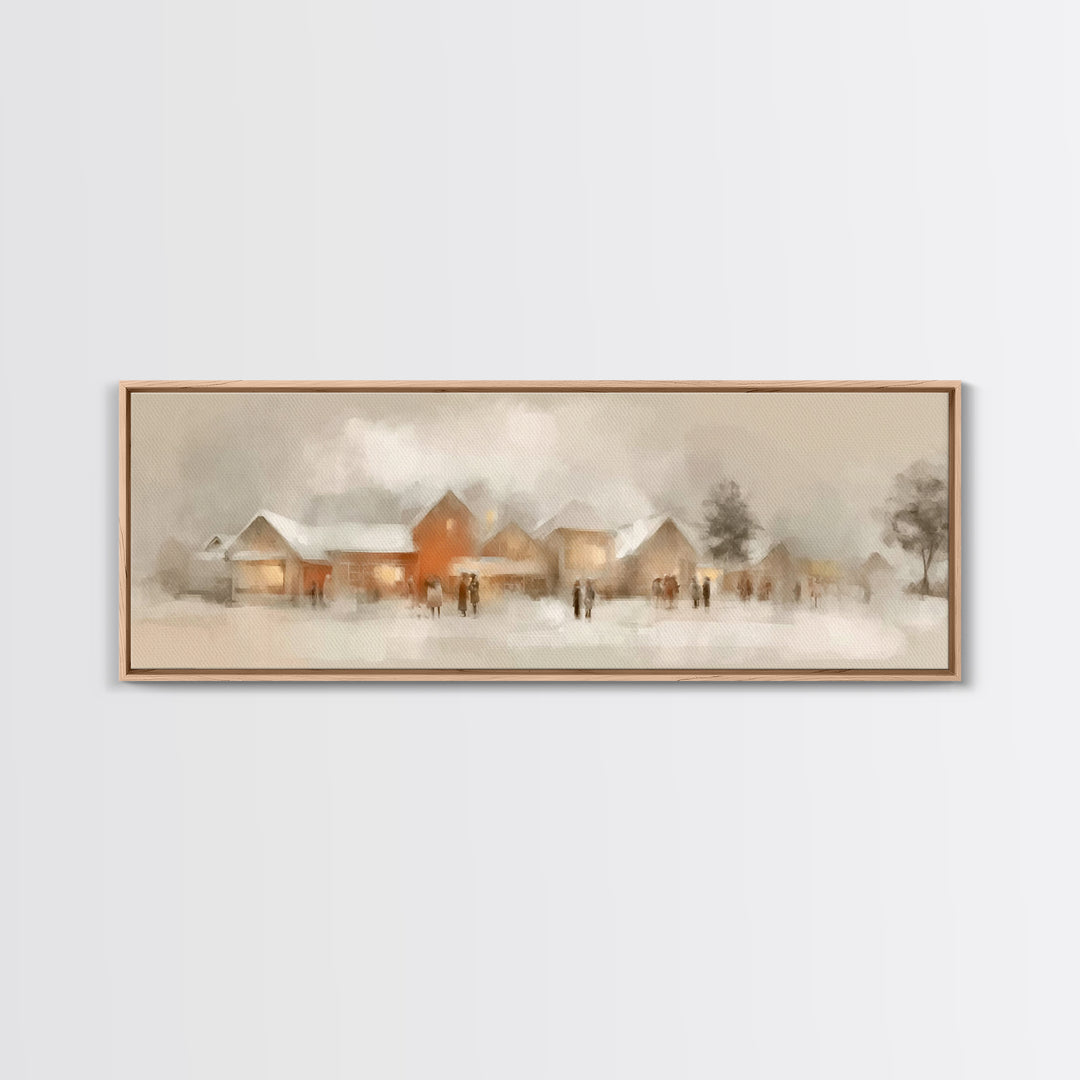 Hearthside Gathering – Framed Canvas Print – Christian Wall Art – Panoramic Painting – Christmas Art – Christian Art Canvas – Christian Gif