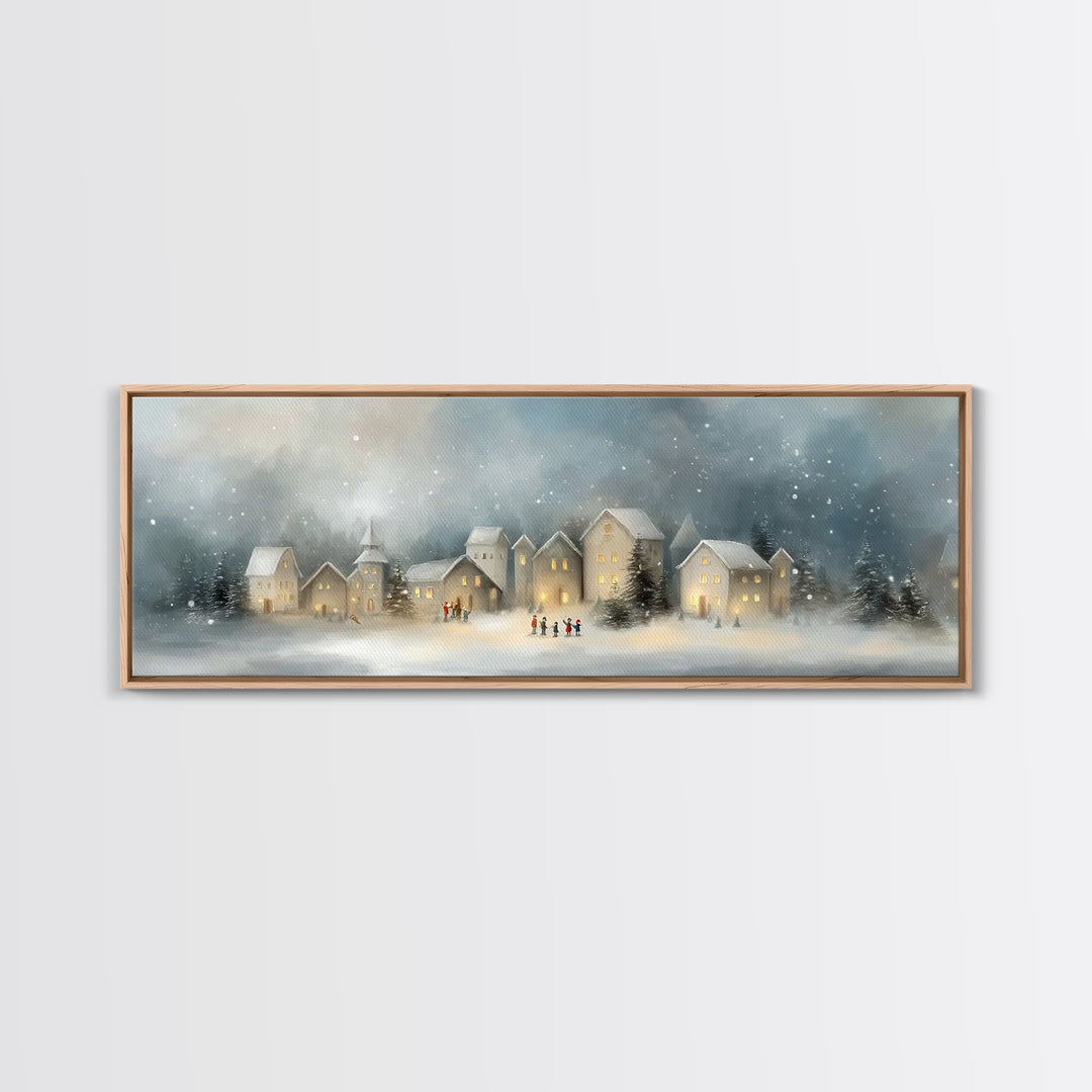 Peaceful Village Star - Framed Canvas Print - Christian Wall Art - Panoramic Art - Christmas Art - Christian Art Canvas - Christmas Wall Ar