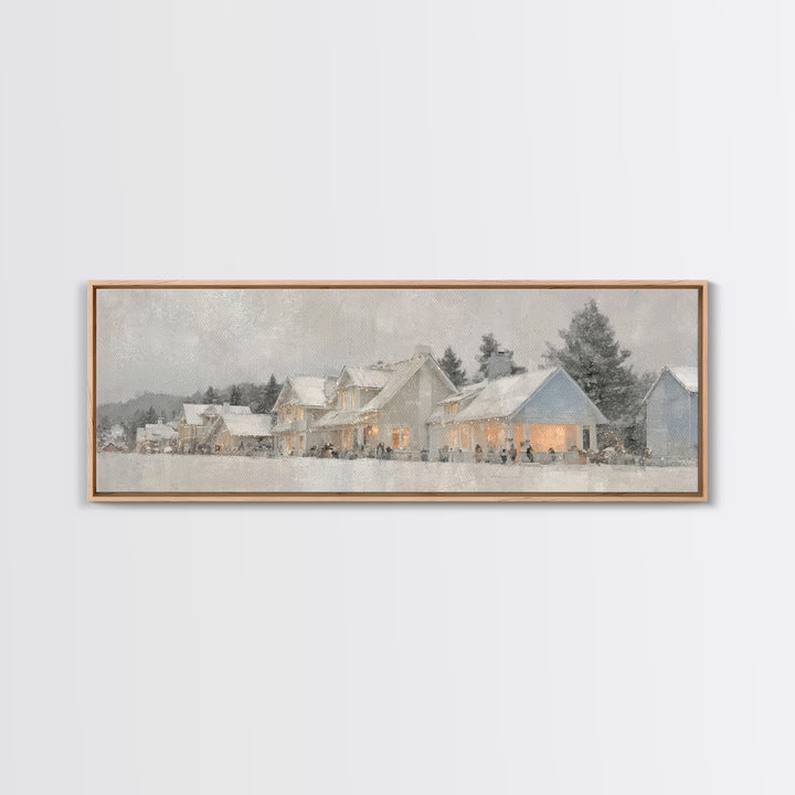 Snowy Hills Harmony, Framed Canvas Print, Christian Art Canvas, Panoramic Print, Christmas Art Prints, Christian Decor For Home, Modern Chr