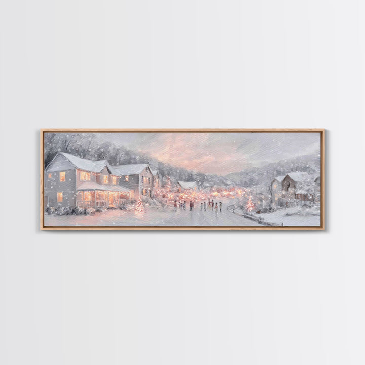Winter Bethlehem Glow – Framed Canvas Print – Christian Wall Art – Christmas Art Prints – Christian Christmas Art – Panoramic Wall Art – Ch