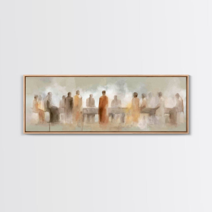 Quiet Disciples Dawn | Framed Canvas Print | Christian Art Painting | Minimalist Christian Art | Panoramic Wall Art | Jesus Canvas Art | Su