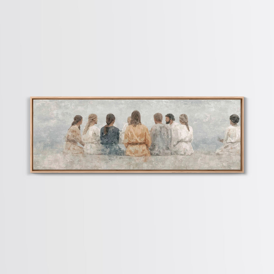 Hallowed Fellowship Peace, Framed Canvas Print, Christian Wall Art, Modern Christian Art, Panoramic Frame, Jesus Art Print, Christian Gift