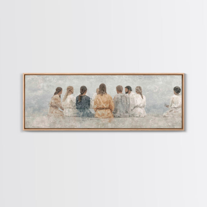 Hallowed Fellowship Peace, Framed Canvas Print, Christian Wall Art, Modern Christian Art, Panoramic Frame, Jesus Art Print, Christian Gift