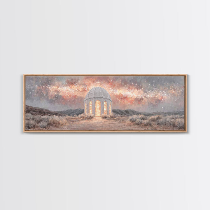 Starlit Sanctuary, Framed Canvas Print, Panoramic Print, Christian Wall Art, Christian Art Canvas, Christmas Art, Jesus Painting
