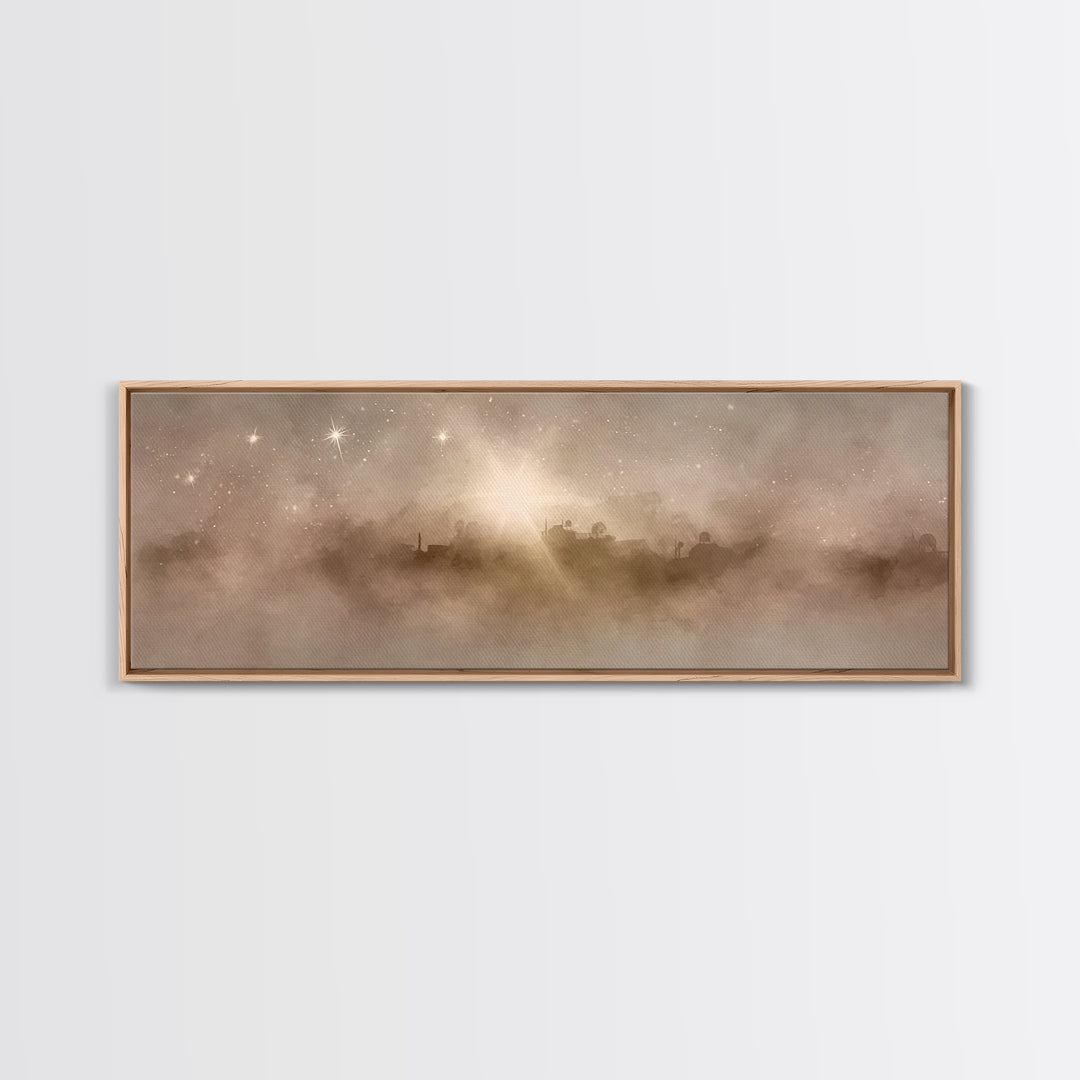Desert Chapel Sky - Framed Canvas Print - Panoramic Wall Art - Christian Art Canvas - Christian Wall Art - Jesus Painting - Christmas Art