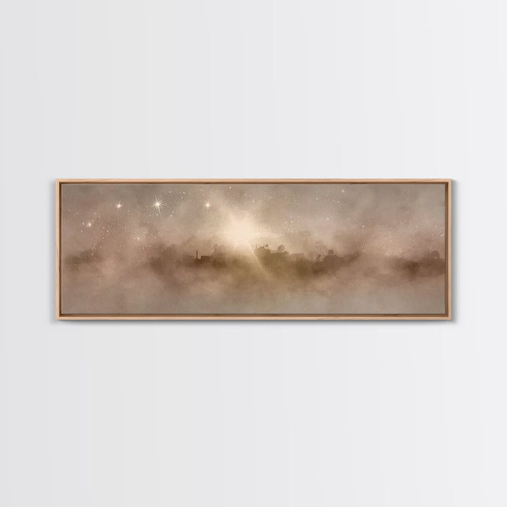 Desert Chapel Sky - Framed Canvas Print - Panoramic Wall Art - Christian Art Canvas - Christian Wall Art - Jesus Painting - Christmas Art