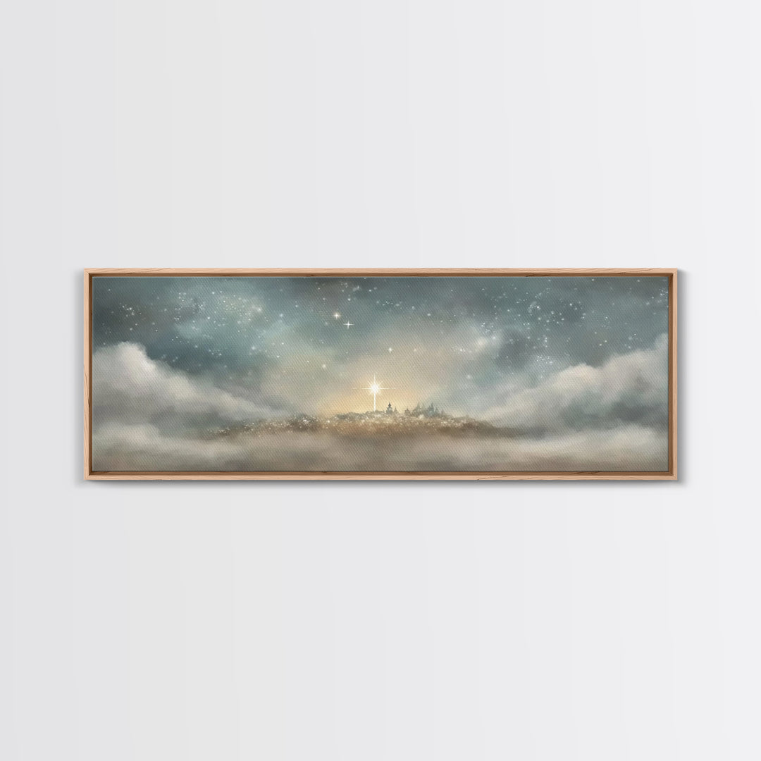 The Guiding Star – Framed Canvas Print – Christian Wall Art – Panoramic Art – Christian Art Canvas – Christmas Art – Jesus Painting