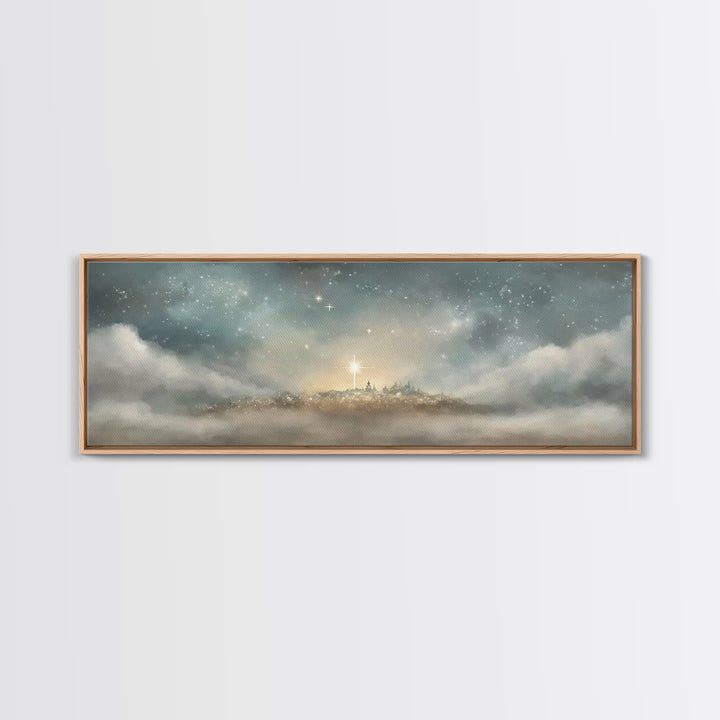 The Guiding Star – Framed Canvas Print – Christian Wall Art – Panoramic Art – Christian Art Canvas – Christmas Art – Jesus Painting