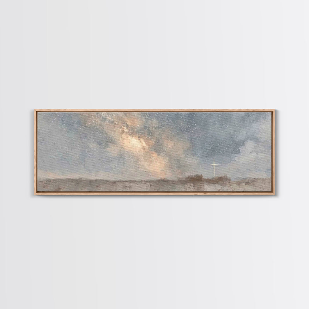Starry Dawn Hope | Framed Canvas Print | Christian Wall Art | Panoramic Painting | Christian Art Canvas | Christmas Art | Christian Christm