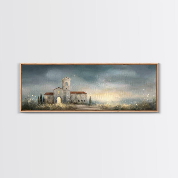 Sacred Horizon Glow, Framed Canvas Print, Christian Art Canvas, Panoramic Print, Christmas Art, Christian Wall Art, Jesus Painting