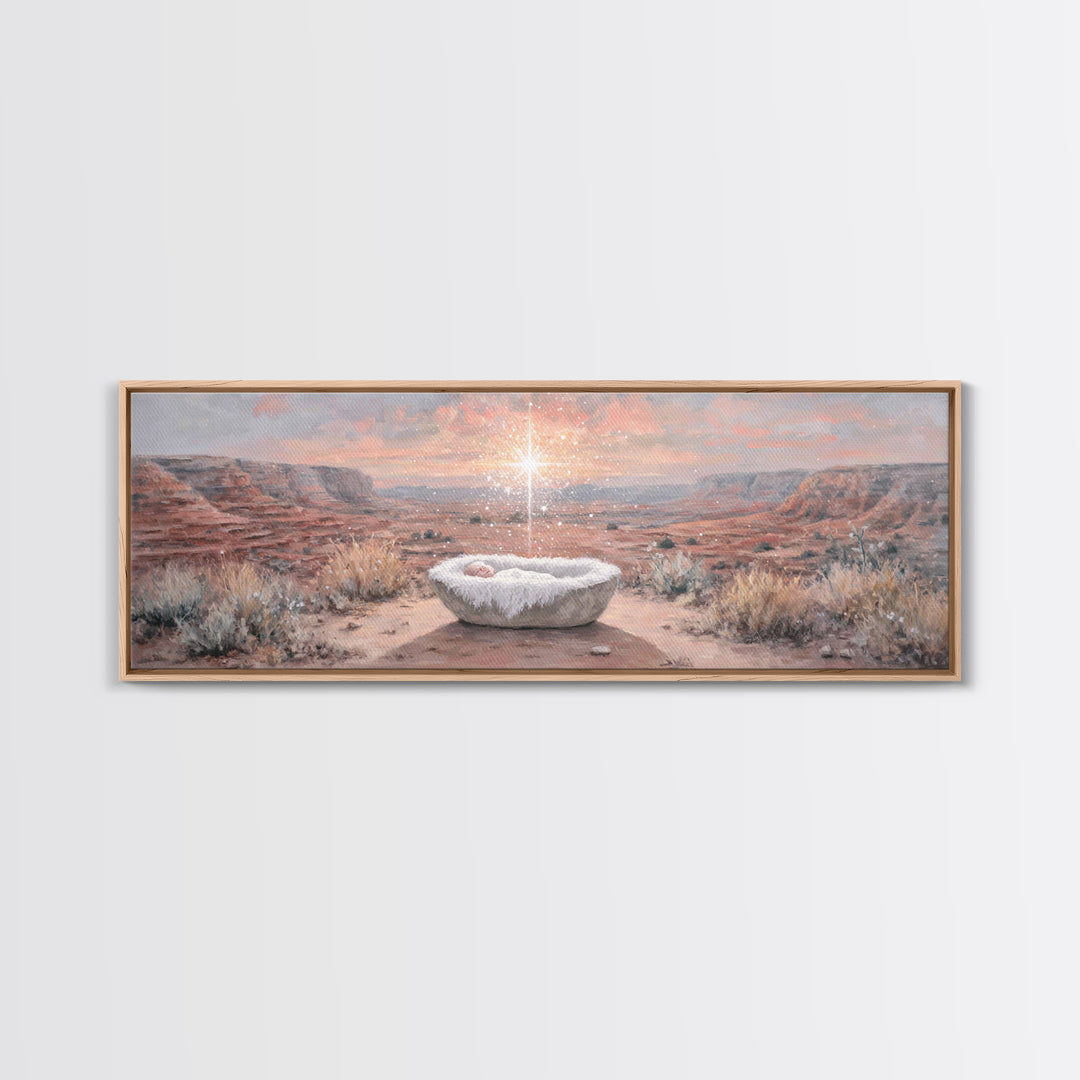 Holy Desert Dawn – Framed Canvas Print – Panoramic Wall Art – Christian Art Canvas – Jesus Christmas Art – Christmas Art – Christian Art