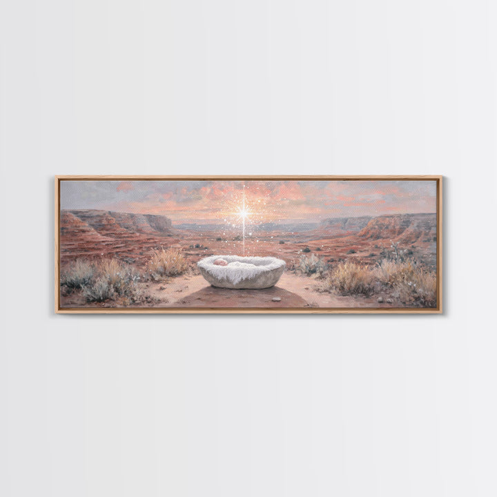 Holy Desert Dawn – Framed Canvas Print – Panoramic Wall Art – Christian Art Canvas – Jesus Christmas Art – Christmas Art – Christian Art