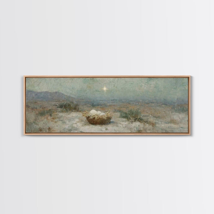 Silent Hope Nest | Framed Canvas Print | Christian Christmas Art | Panoramic Print | Christian Art Canvas | Christian Wall Art | Christmas