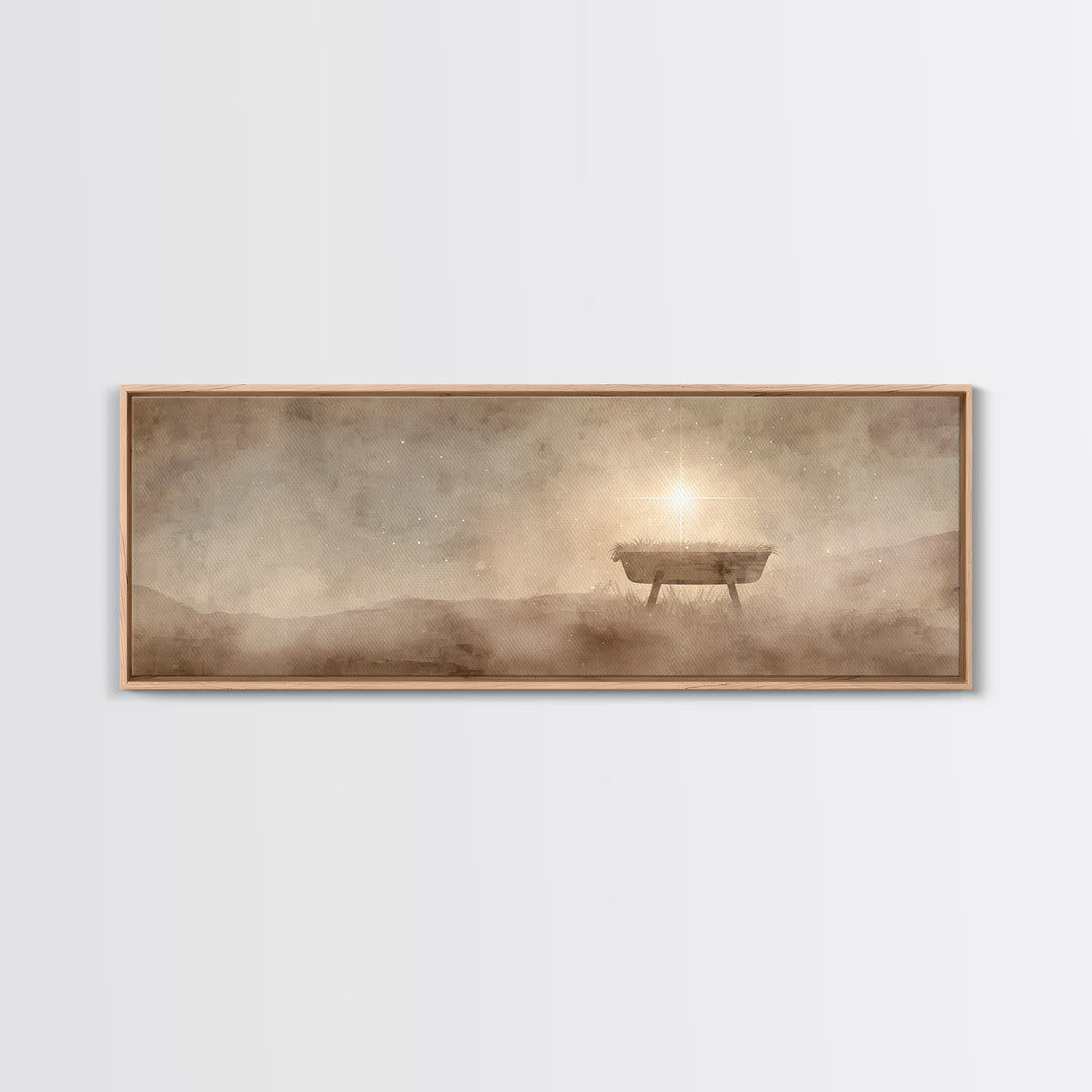 Manger Of Glory – Framed Canvas Print – Panoramic Painting – Christmas Art – Christian Wall Art – Christian Art Canvas – Jesus Christmas Ar