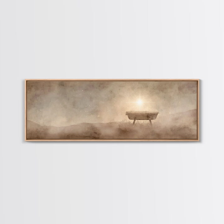 Manger Of Glory – Framed Canvas Print – Panoramic Painting – Christmas Art – Christian Wall Art – Christian Art Canvas – Jesus Christmas Ar