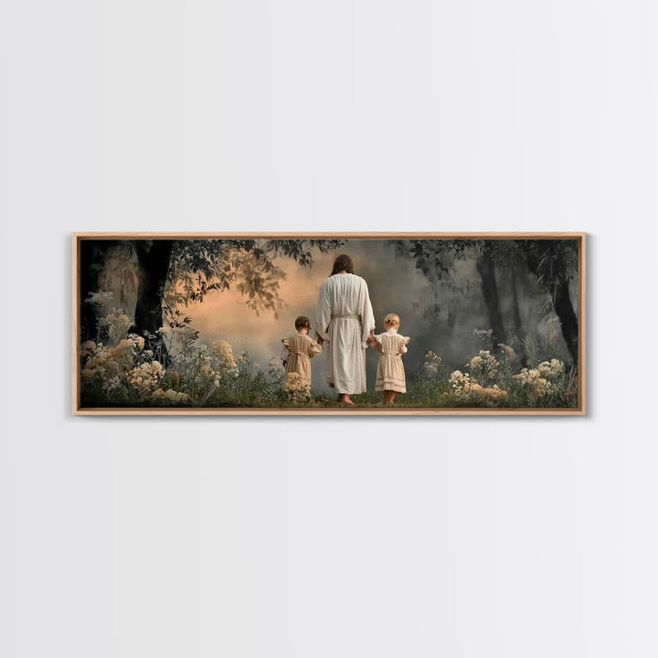 Walking In His Light | Framed Canvas Print | Christian Wall Art | Panoramic Frame | Christian Art Canvas | Christian Art | Christian Gift