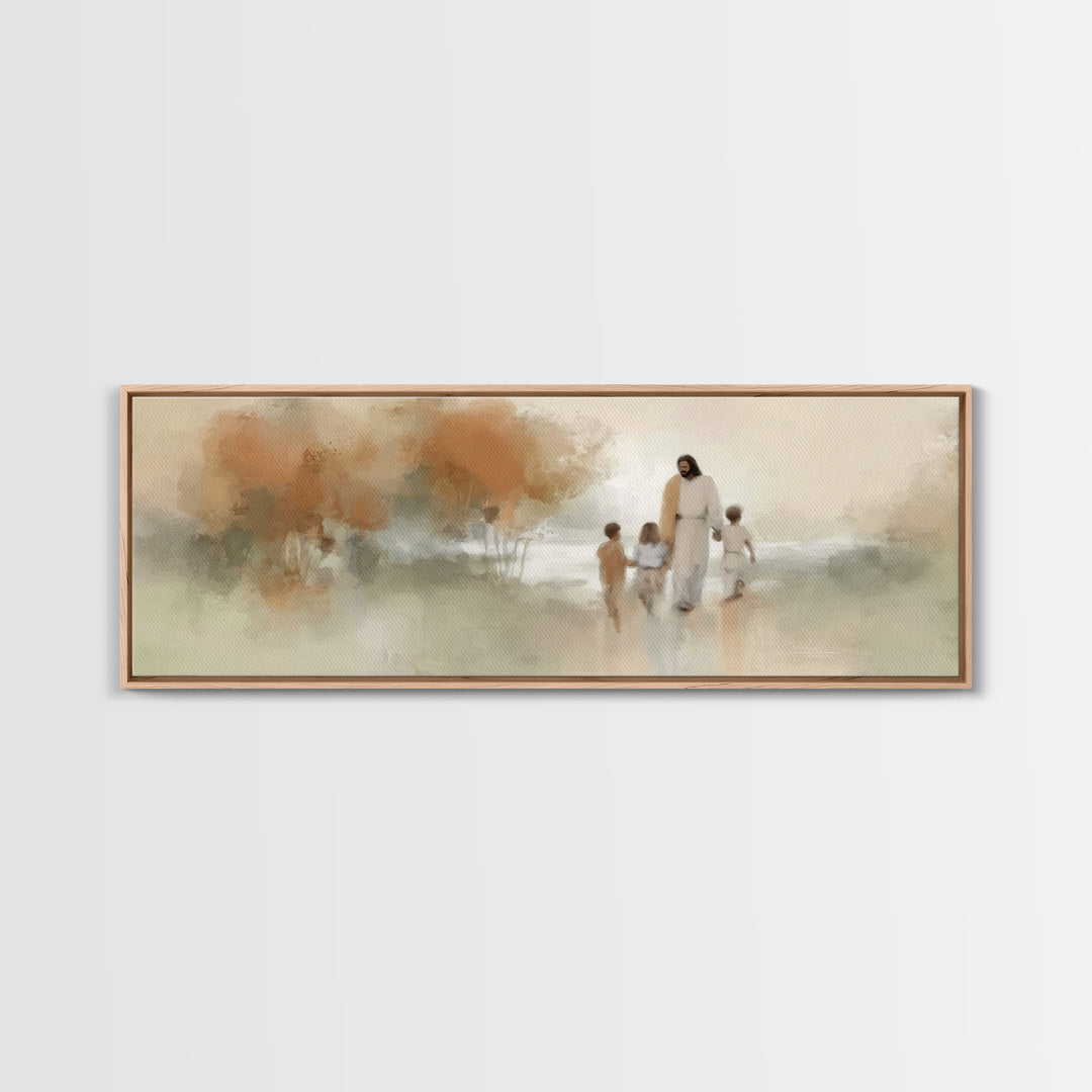 Children Of Grace – Framed Canvas Print – Panoramic Wall Art – Christian Art Canvas – Christian Art – Jesus Painting – Christian Decor