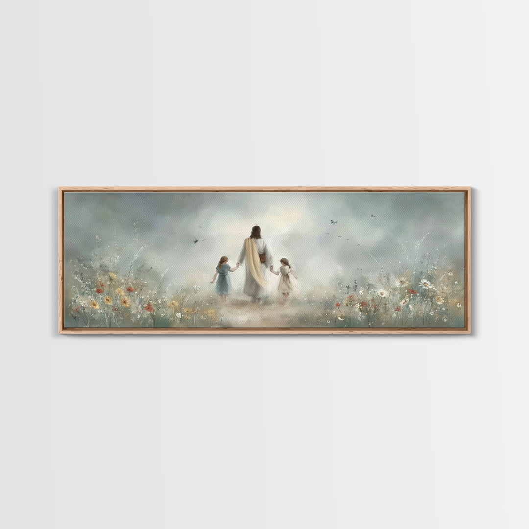 Pathway Of Peace, Framed Canvas Print, Christian Art Canvas, Jesus Painting, Christian Wall Art, Panoramic Wall Art, Christian Christmas Ar