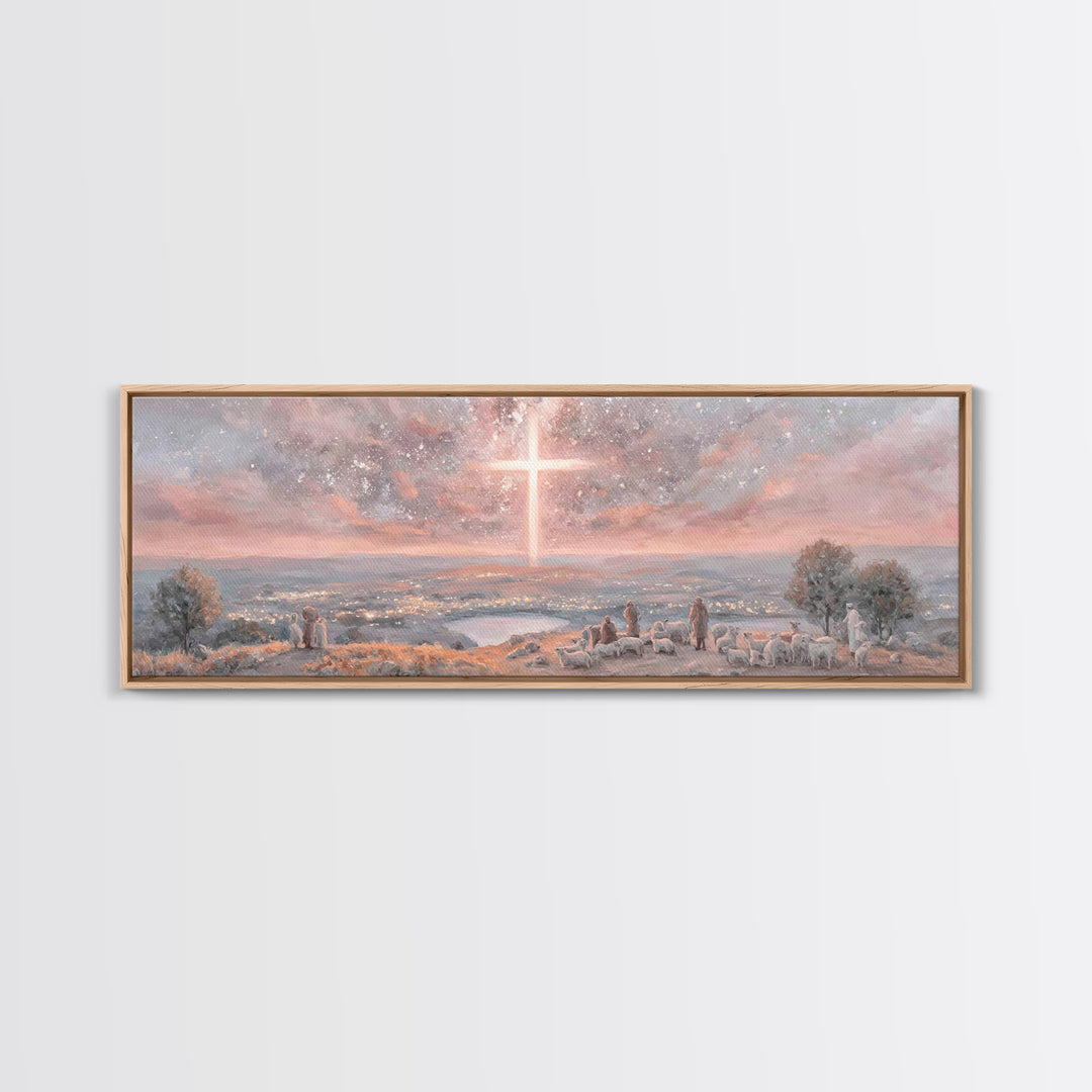 Star Of Salvation, Framed Canvas Print, Christian Art Canvas, Christmas Art, Panoramic Print, Christian Wall Art, Christian Christmas Art
