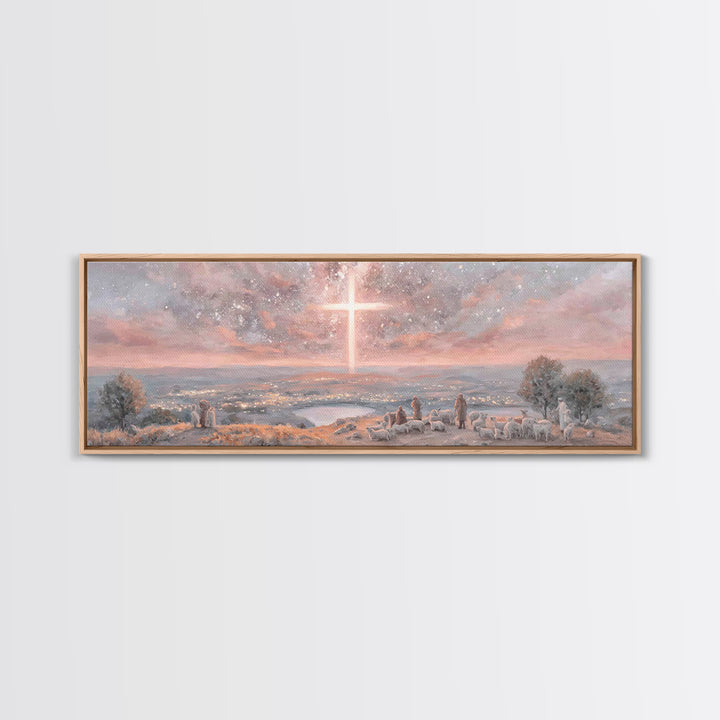 Star Of Salvation, Framed Canvas Print, Christian Art Canvas, Christmas Art, Panoramic Print, Christian Wall Art, Christian Christmas Art
