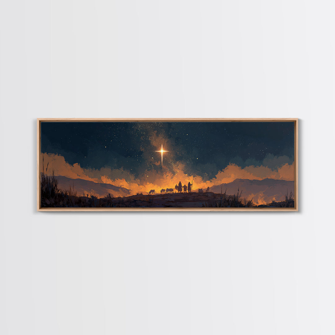 Holy Night Horizon | Framed Canvas Print | Christian Wall Art | Panoramic Painting | Christmas Art | Christian Art Canvas | Christian Chris