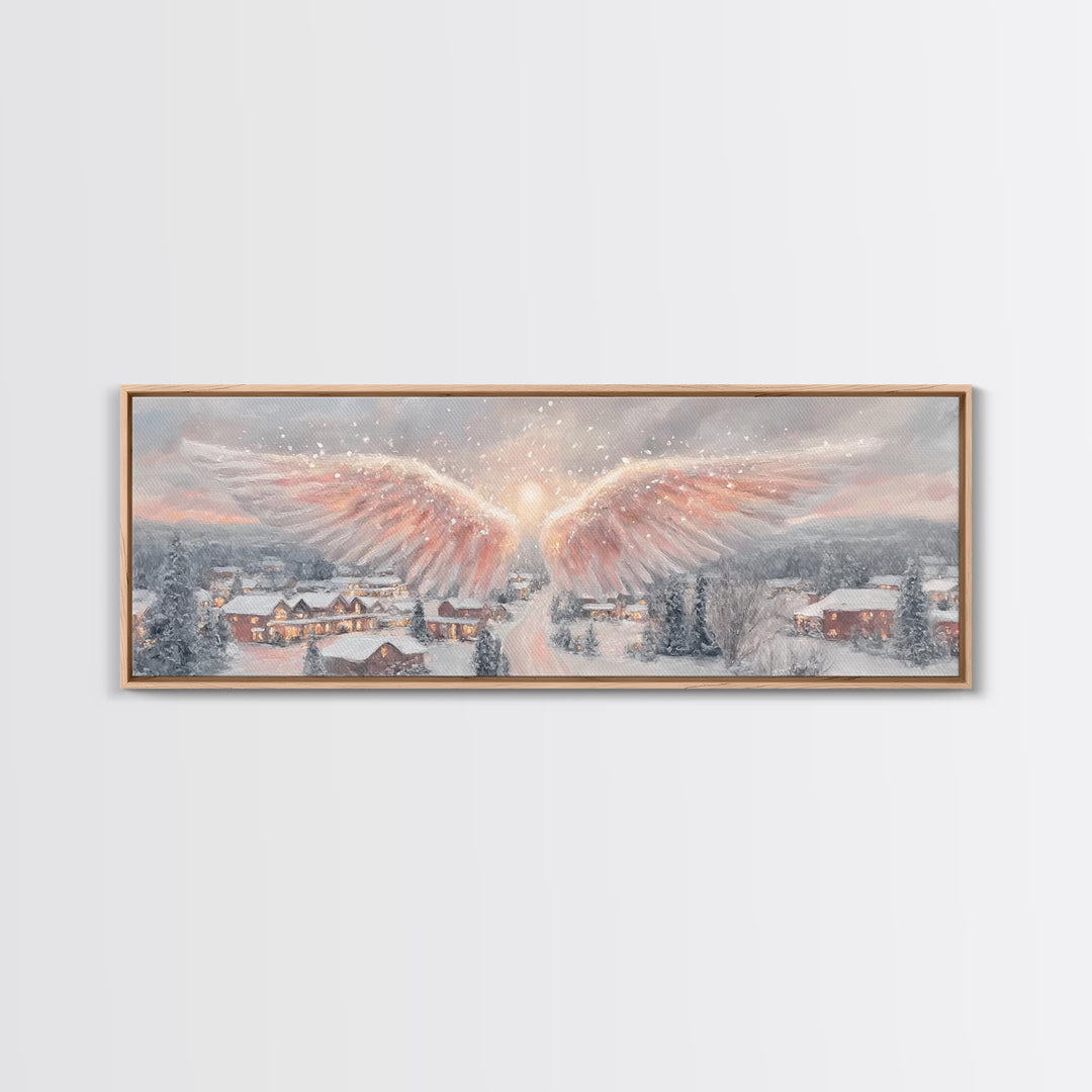 Angel Of Peace – Framed Canvas Print – Christian Wall Art – Panoramic Frame – Christian Art Print – Christmas Art – Christian Decorations