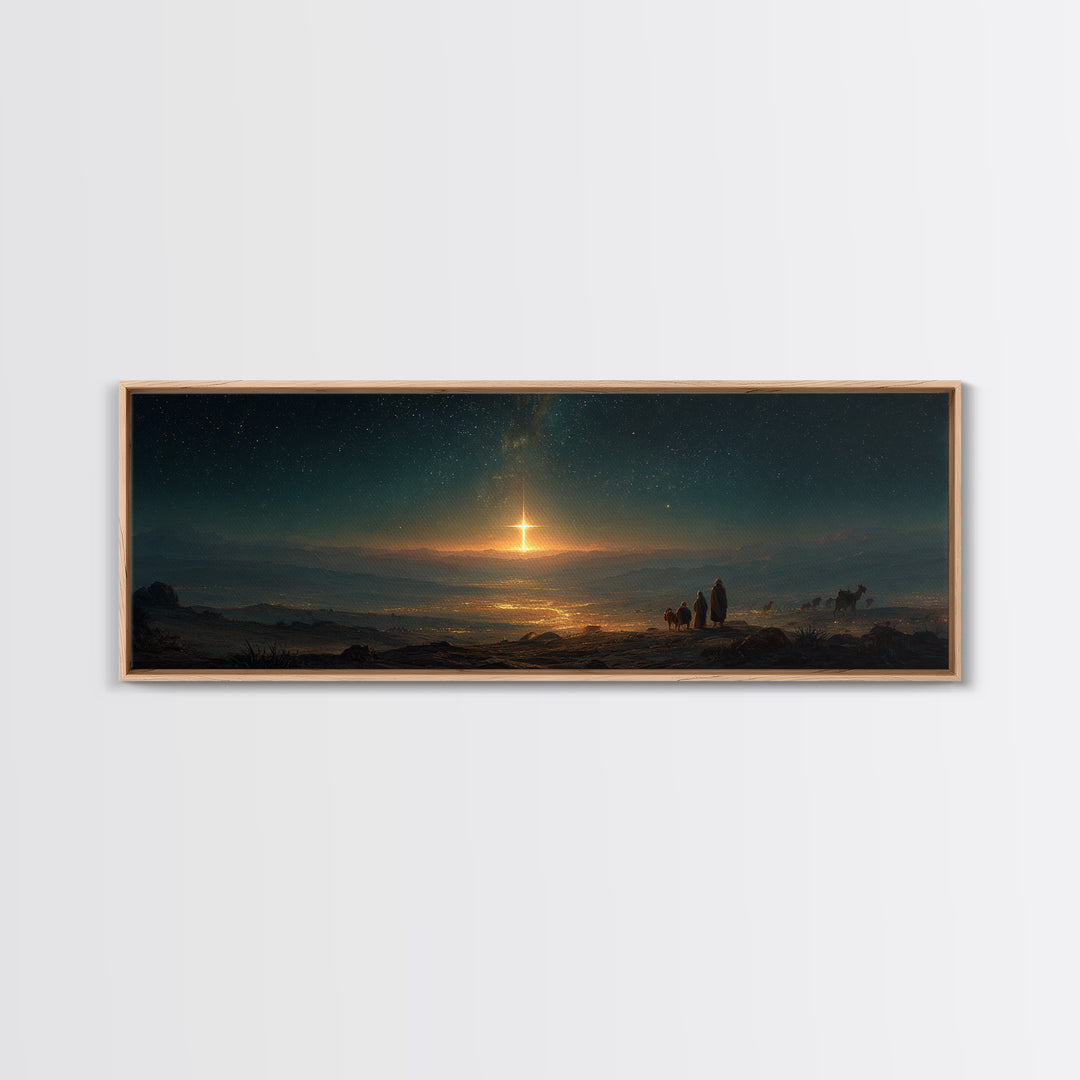 Eternal Dawn Cross – Framed Canvas Print – Panoramic Art – Christian Wall Art – Christmas Art – Christian Art Canvas – Christian Christmas
